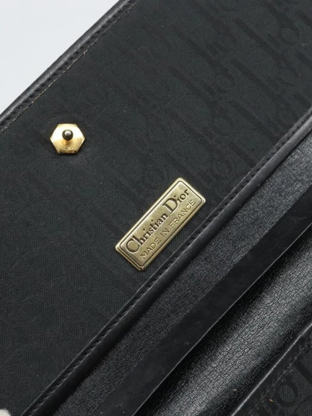 Christian Dior Trotter Canvas Chain Shoulder Bag Black Gold Auth 160947 - Picture 11 of 16